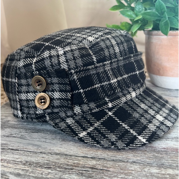 ABG Accessories - Plaid Newsboy Cap Y2K Hat Black White Gray Silver